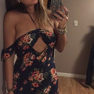 Open shoulder floral maxi